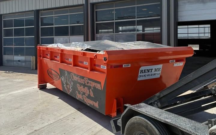Loaded and tarped dumpster ready for haul-off